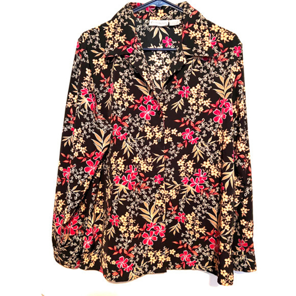 Claudia Richards Women's Button Front Blouse Size M 25 1/2" Long x 21" PTP‎